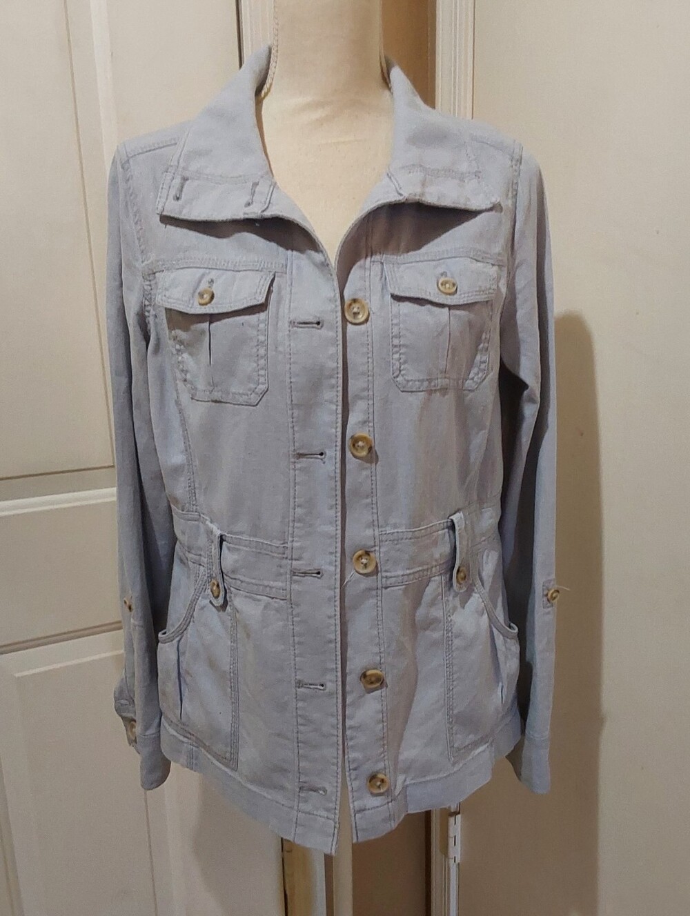 🌺 Just Like New Eddie Bauer Gray Utility Jacket with Button Front